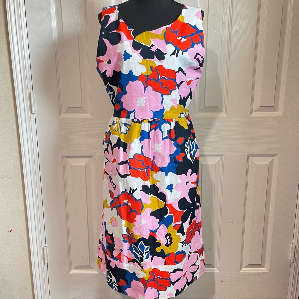 Whit Two Anthropologie Petalprint Sheath Dress Cut Out Cross Back Floral Retro